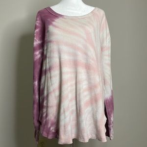 Terra & Sky Tie Dye Waffle Henley Top